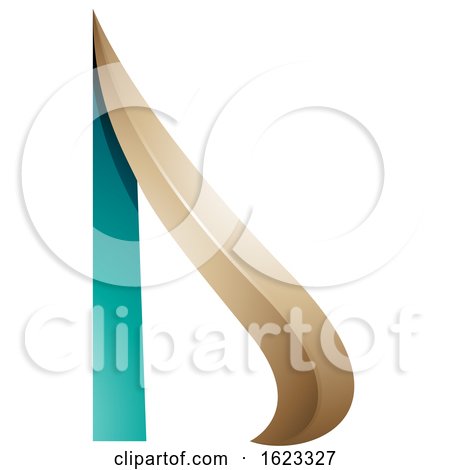 Beige or Gold and Turquoise Arrow like Letter D by cidepix