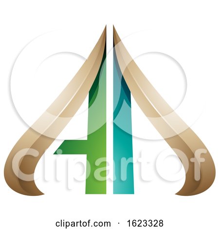 Green Turquoise and Beige Arrow like Letters a and D by cidepix