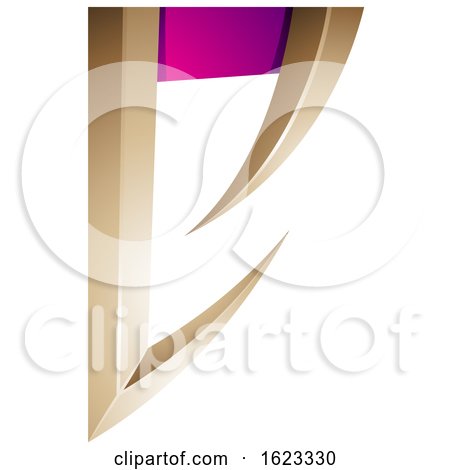 Beige or Gold and Magenta Arrow Shaped Letter E by cidepix