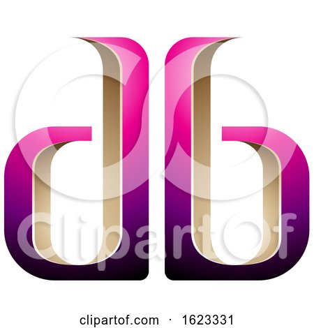 Beige or Gold and Magenta Mirroed Letters D and B by cidepix