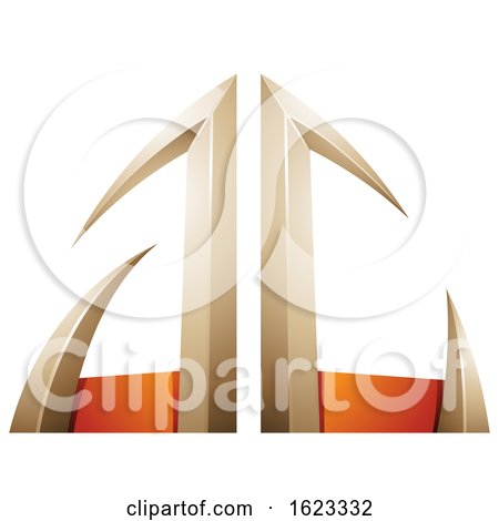 Orange and Beige Arrow Shaped Letters a and C by cidepix
