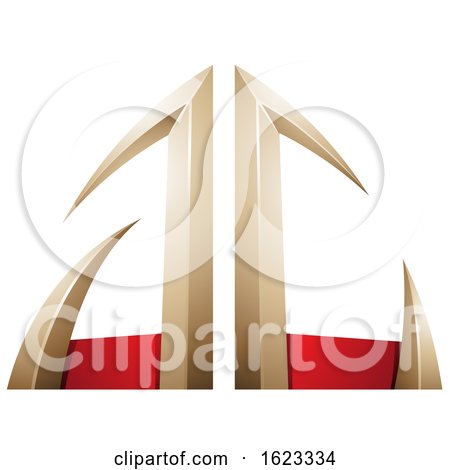 Beige or Gold and Red Arrow Shaped Letters a and C by cidepix