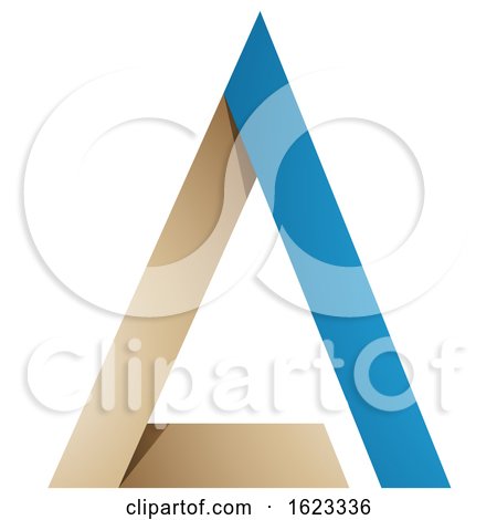 Beige or Gold and Blue Folded Triangle Letter a by cidepix