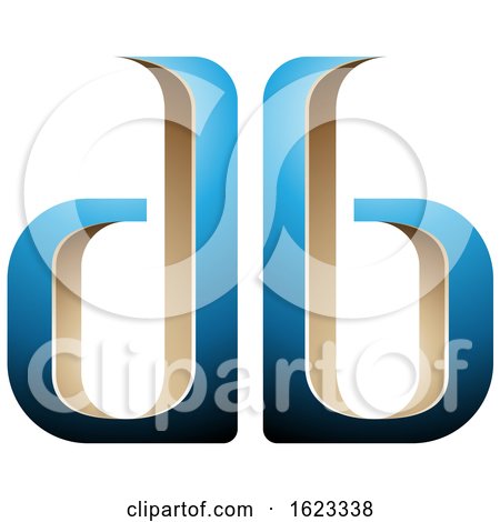Beige or Gold and Blue Mirroed Letters D and B by cidepix