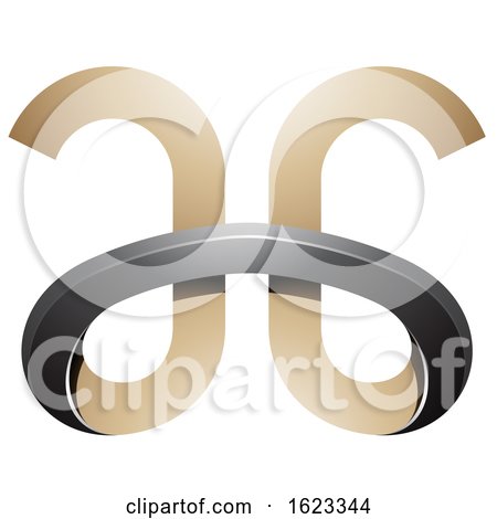 Beige or Gold and Black Curved Letters a and G by cidepix