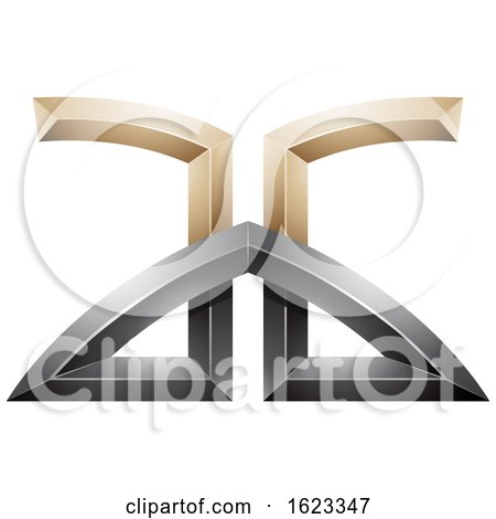 Beige or Gold and Black Bridged Letters a and G by cidepix