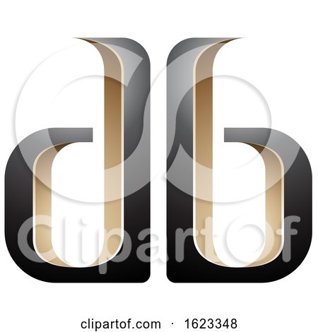 Beige or Gold and Black Mirroed Letters D and B by cidepix