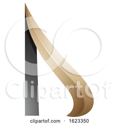 Beige or Gold and Black Arrow like Letter D by cidepix