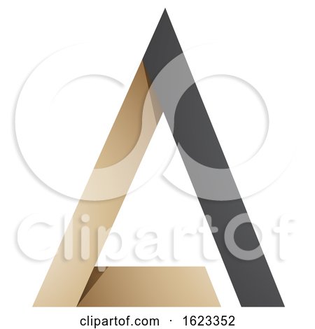 Beige or Gold and Black Folded Triangle Letter a by cidepix