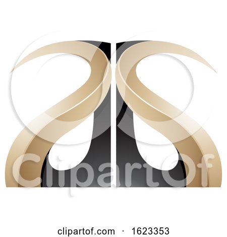 Beige or Gold and Black Curvy Letters a and G by cidepix