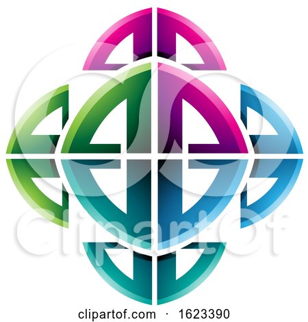 Magenta Blue and Green Abstract Bow Design by cidepix