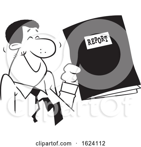 Cartoon Happy Black Business Man Holding a Good Report by Johnny Sajem