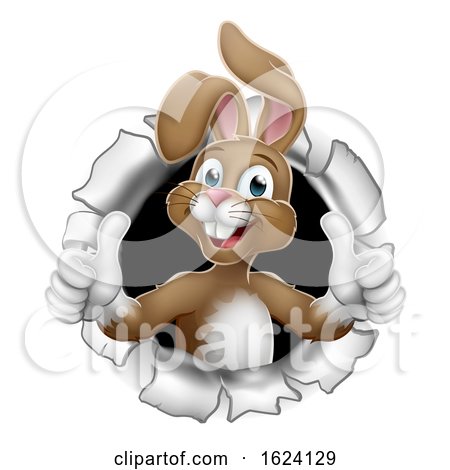 Easter Bunny Thumbs up Coming out of Background by AtStockIllustration
