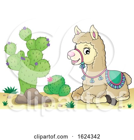 Cute Llama in a Desert by visekart