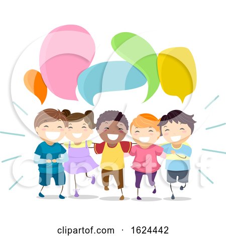 Stickman Kids Laughing Speech Bubbles Illustration by BNP Design Studio