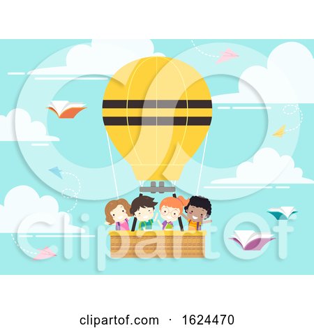 Kids Student School Hot Air Balloon Illustration by BNP Design Studio