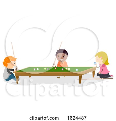 Stickman Kids Play Mini Billiard Illustration by BNP Design Studio