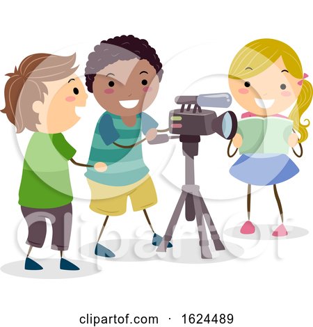 Stickman Kids Recording Video Camera Illustration by BNP Design Studio