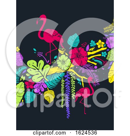 Stencil Flamingo Tropical Background Illustration by BNP Design Studio