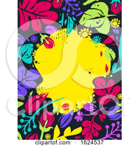 Floral Tropical Frame Background Illustration by BNP Design Studio