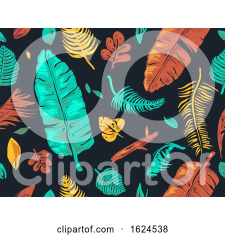 Tropical Leaves Seamless Background Illustration by BNP Design Studio