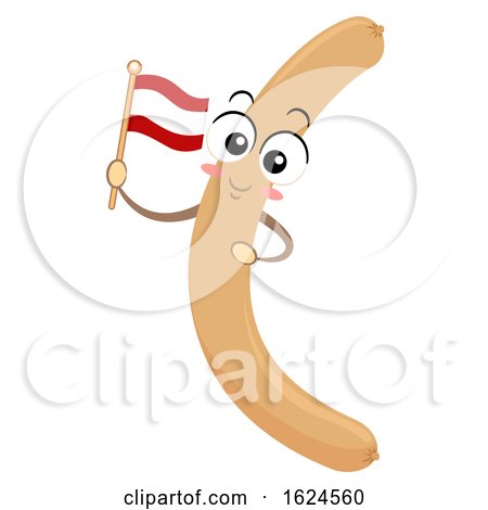 Mascot Austria Vienna Sausage Flag Illustration by BNP Design Studio