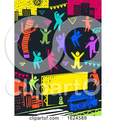 Colored People Street Party Illustration by BNP Design Studio