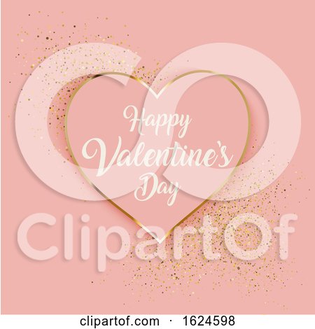 Valentine's Day Background with Heart and Gold Glitter by KJ Pargeter