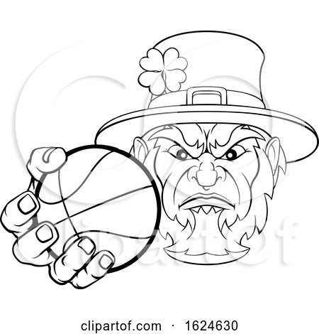 Leprechaun Holding Basketball Ball Sports Mascot by AtStockIllustration