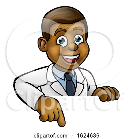 Pointing Cartoon Scientist Character Sign by AtStockIllustration