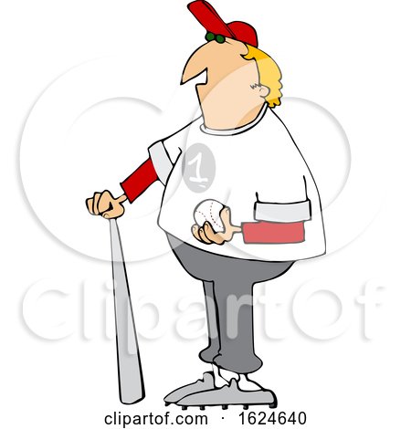 Cartoon White Male Baseball Player with a Ball and Bat by djart