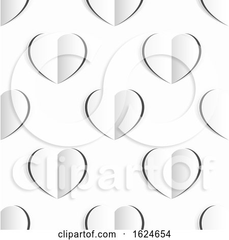 Valentines White Paper Heart Seamless Background by AtStockIllustration
