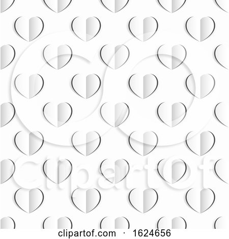 Heart White Paper Seamless Pattern Background by AtStockIllustration