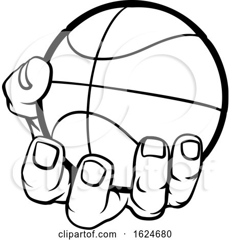 Hand Holding Basketball Ball by AtStockIllustration