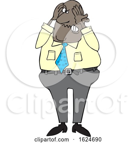 Cartoon Aggravated Black Business Man Grabbing His Face by djart