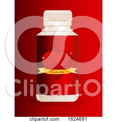 3D Plastic Bottle with Valentine Red Heart Label by elaineitalia