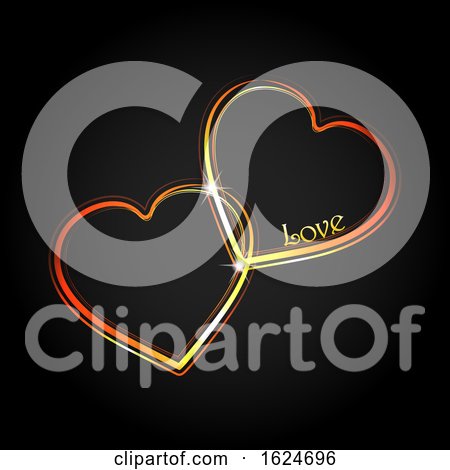 Interlocked Neon Love Hearts on Black by elaineitalia