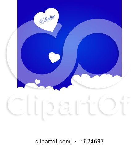 Valentine Blue Background with White Hearts and Text by elaineitalia