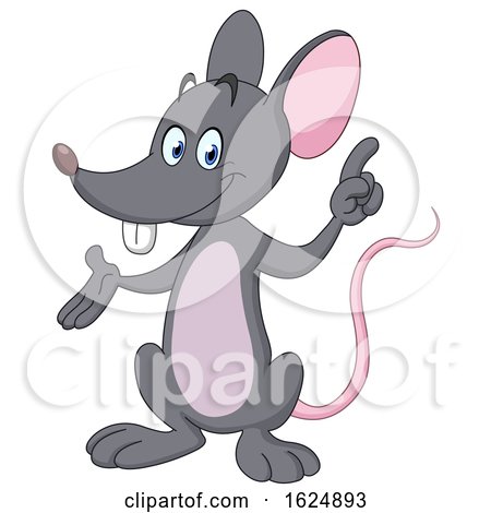 Cartoon Gray Mouse Presenting and Pointing by yayayoyo