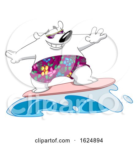Cartoon Polar Bear Surfing by yayayoyo