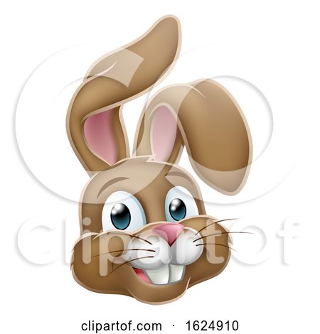 Easter Bunny Rabbit Face Cartoon by AtStockIllustration