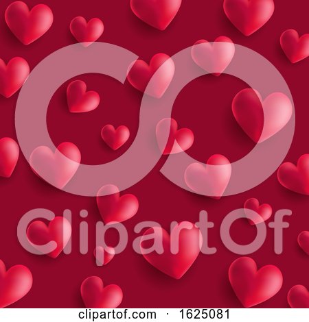 Valentine's Day Background with 3D Style Hearts by KJ Pargeter