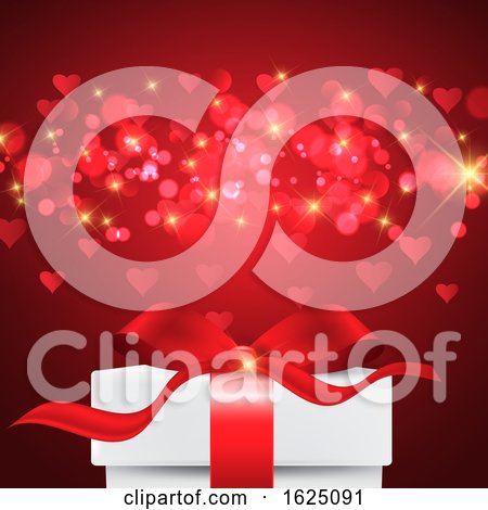 Valentine's Day Background with Gift Box on Bokeh Lights by KJ Pargeter