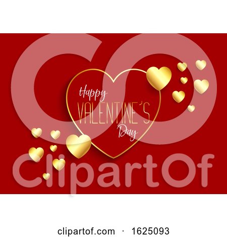 Valentine's Day Background with Gold Hearts by KJ Pargeter
