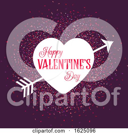 Valentine's Day Background with Heart and Arrow on Confetti by KJ Pargeter