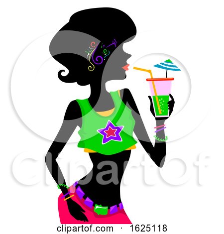 Girl Glow in the Dark Party Drink Illustration by BNP Design Studio