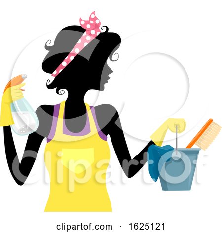 Girl Silhouette Spring Cleaning Illustration by BNP Design Studio