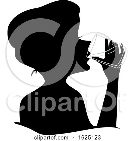 Girl Silhouette Drink Water Glass Illustration by BNP Design Studio