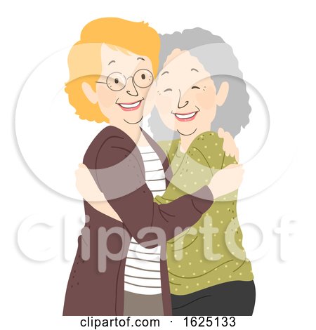 Senior Woman Hug Illustration by BNP Design Studio
