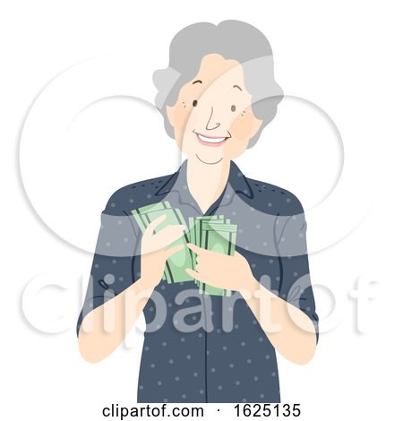 Senior Woman Money Illustration by BNP Design Studio